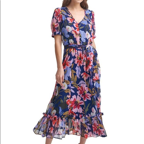 CALVIN KLEIN Printed Maroon Maxi Dress - Picture 7 of 8